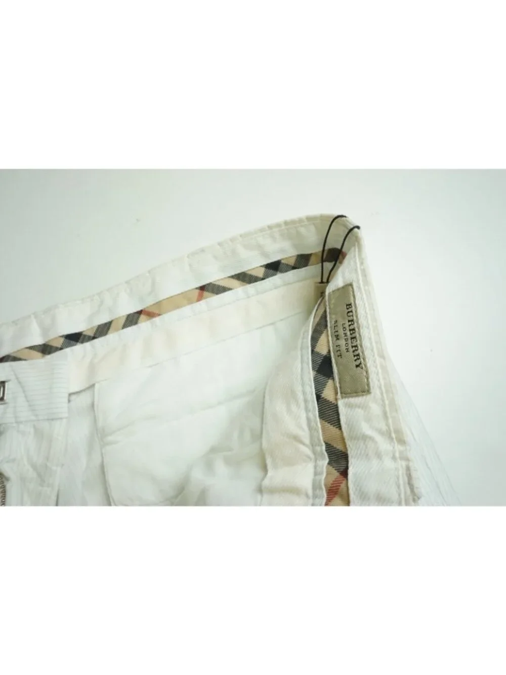 Burberry London White Striped Cotton Blend Slim Chino Pant 50 EU BRAND NEW
